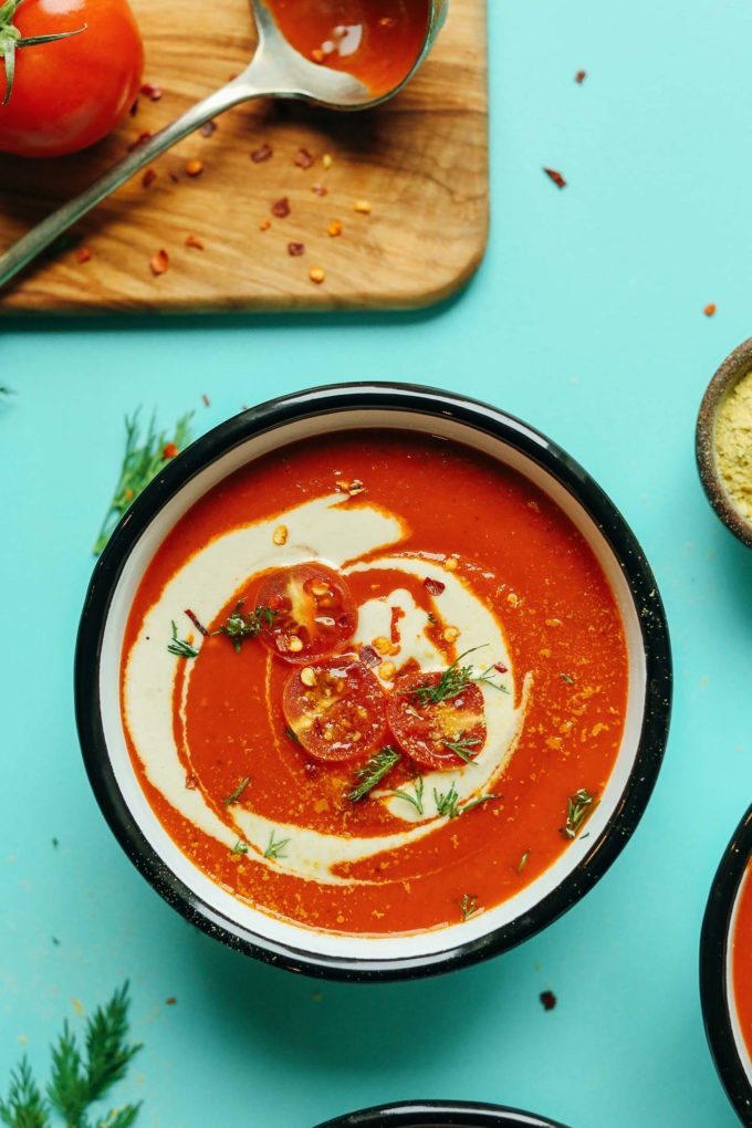 Creamy Roasted Red Pepper Tomato Soup | Minimalist Baker Recipes