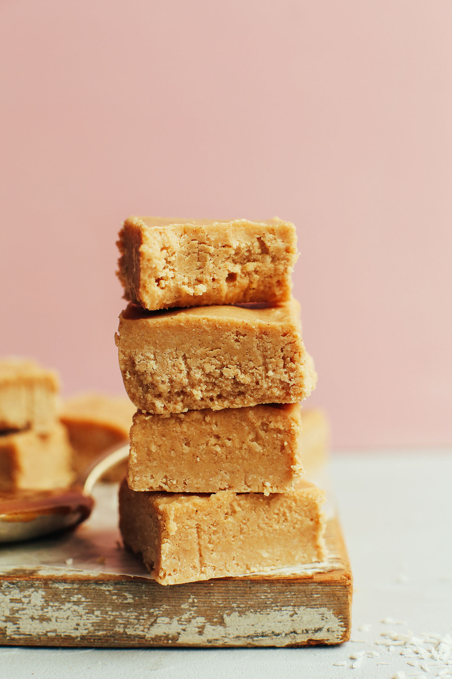 Stacked 4-Ingredient Peanut Butter Fudge for a delicious gluten-free vegan dessert