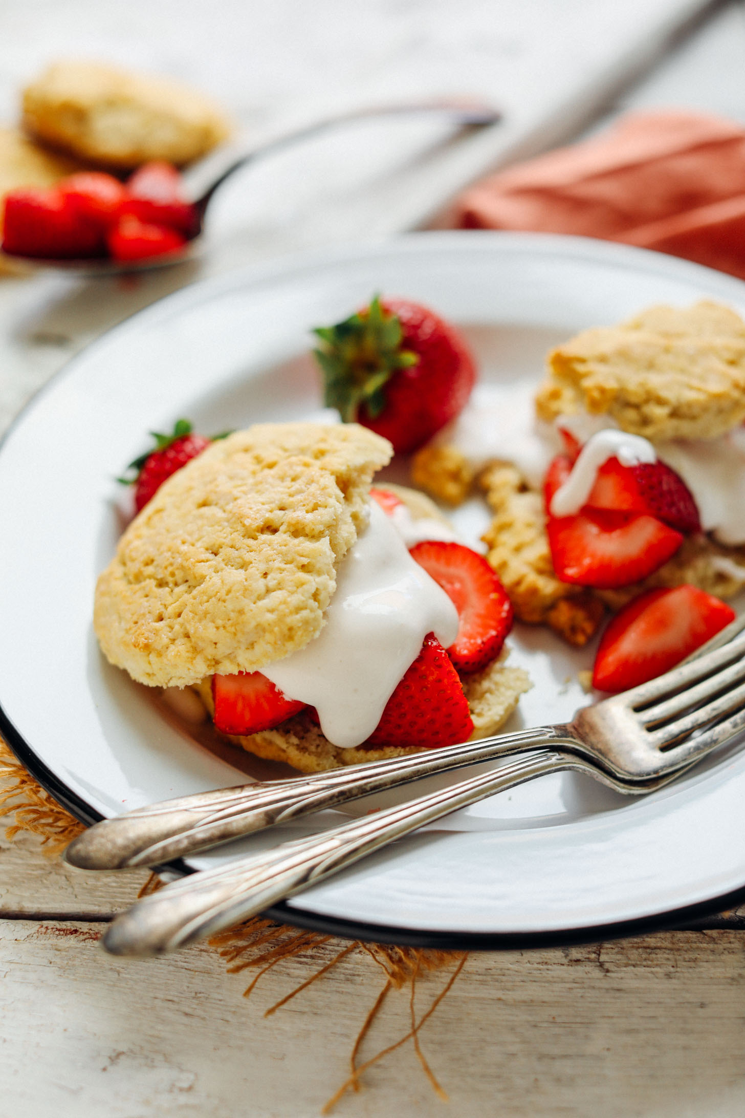 AMAZING Vegan GF Strawberry Shortcake! 30 min, 10 Ingred., SO fluffy + tender! #vegan #glutenfree #shortcake #recipe #minimalistbaker