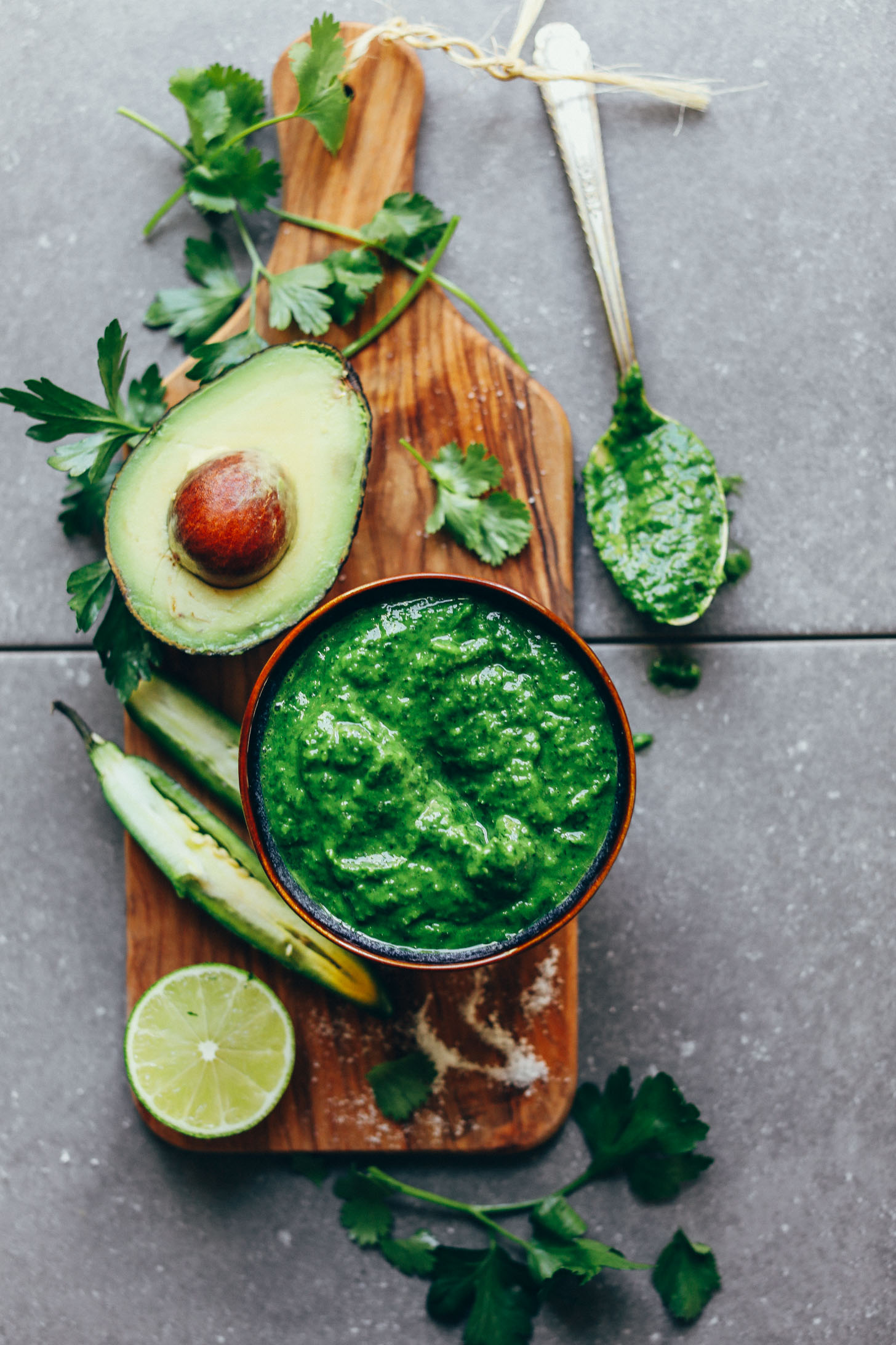 A bowl of our delicious Green Chimichurri recipe that makes the perfect dip or spread