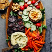 Quick and easy Vegan Crudite with Macadamia Nut Herb Cheese and goodies for dipping