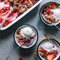Bowls of Grain-Free Berry Crisp for a delicious plant-based dessert