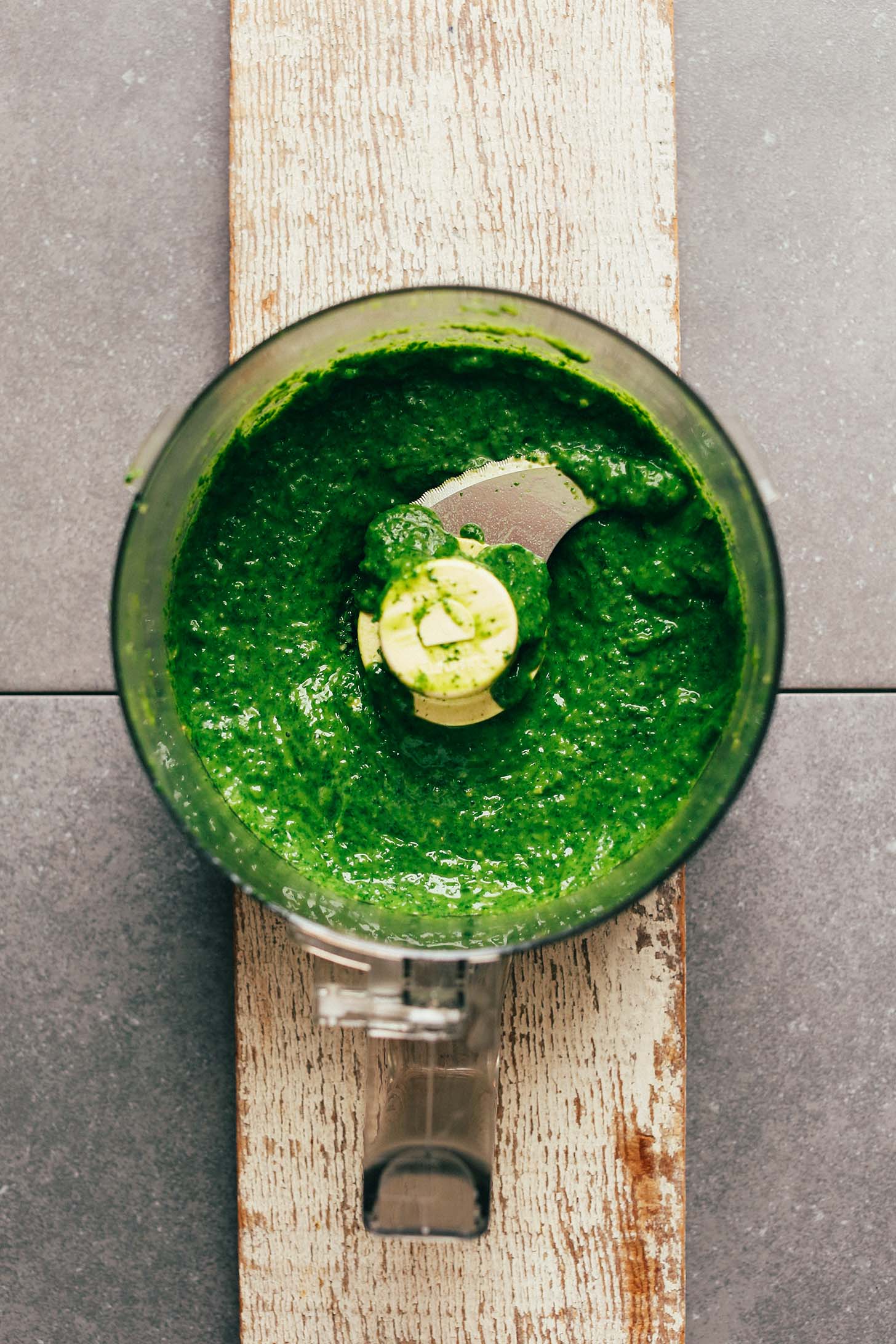 Food processor with freshly blended Chimichurri