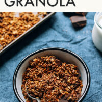 Bowl of sea salt dark chocolate granola
