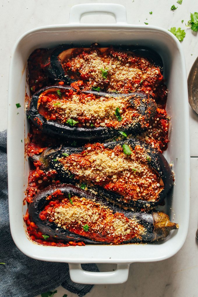 Moroccan Lentil-Stuffed Eggplant