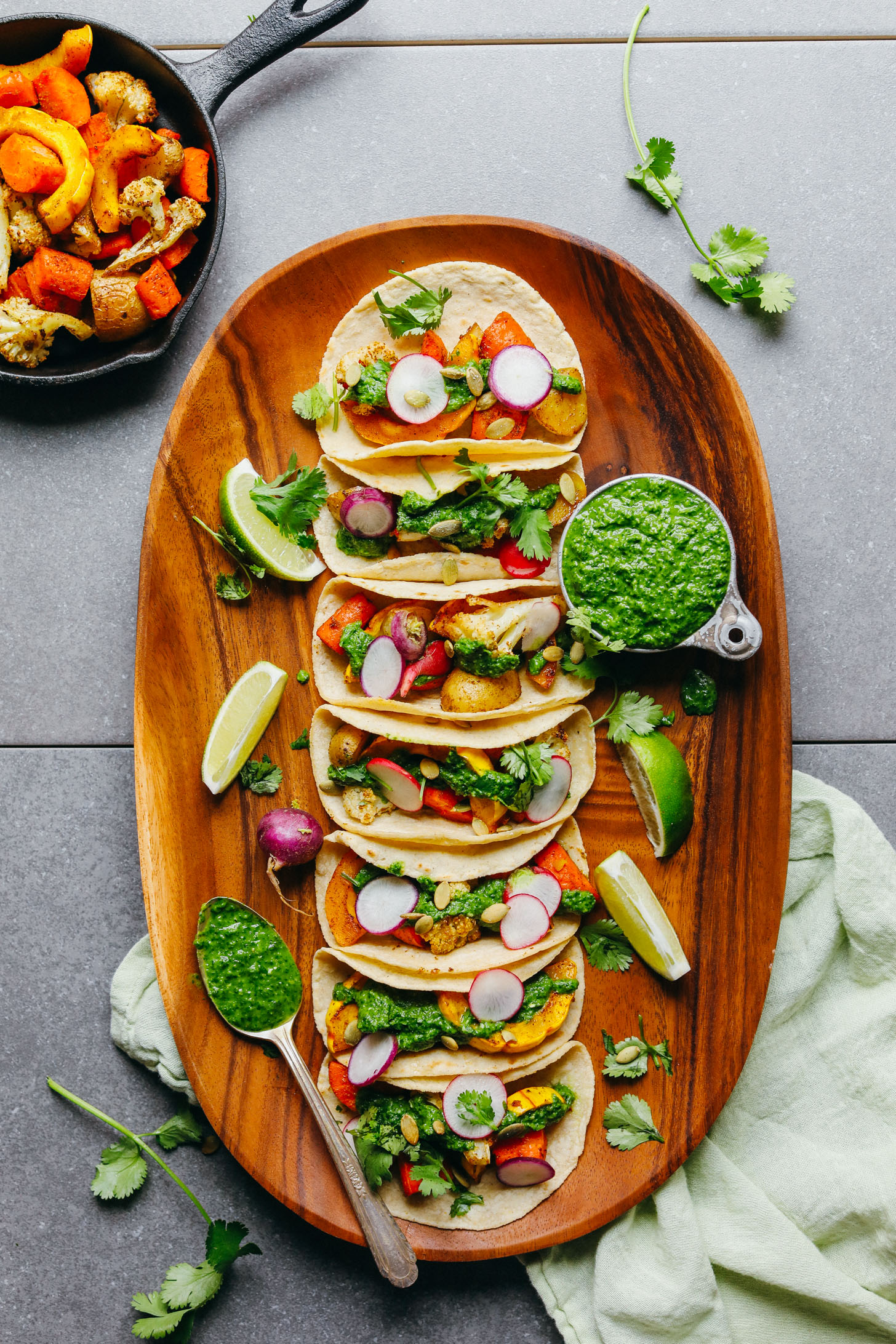 Roasted Vegetable Tacos With Green Sauce Minimalist Baker Recipes