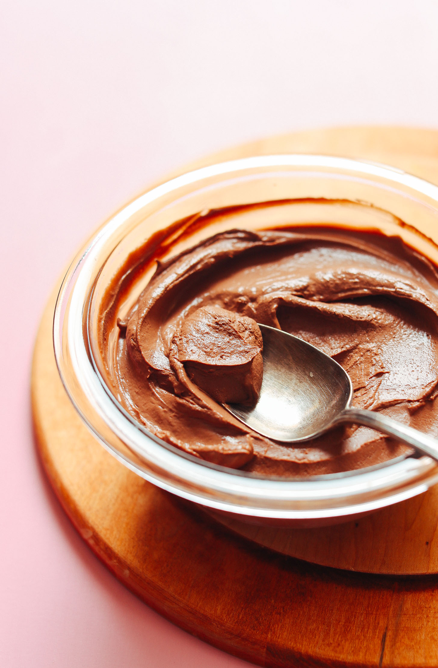 Grabbing a spoonful of rich and creamy Vegan Chocolate Mousse