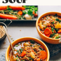 Two bowls of our easy lentil soup recipe