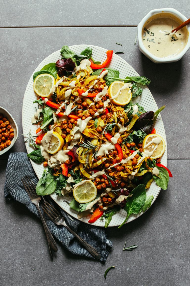 Curry-Roasted Fennel Salad &amp; Tahini Dressing | Minimalist Baker Recipes