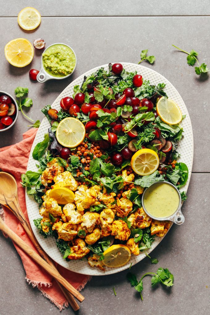 Curried Cauliflower, Grape, & Lentil Salad