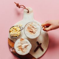 Grabbing a mug of our delicious Vegan White Hot Chocolate for dessert