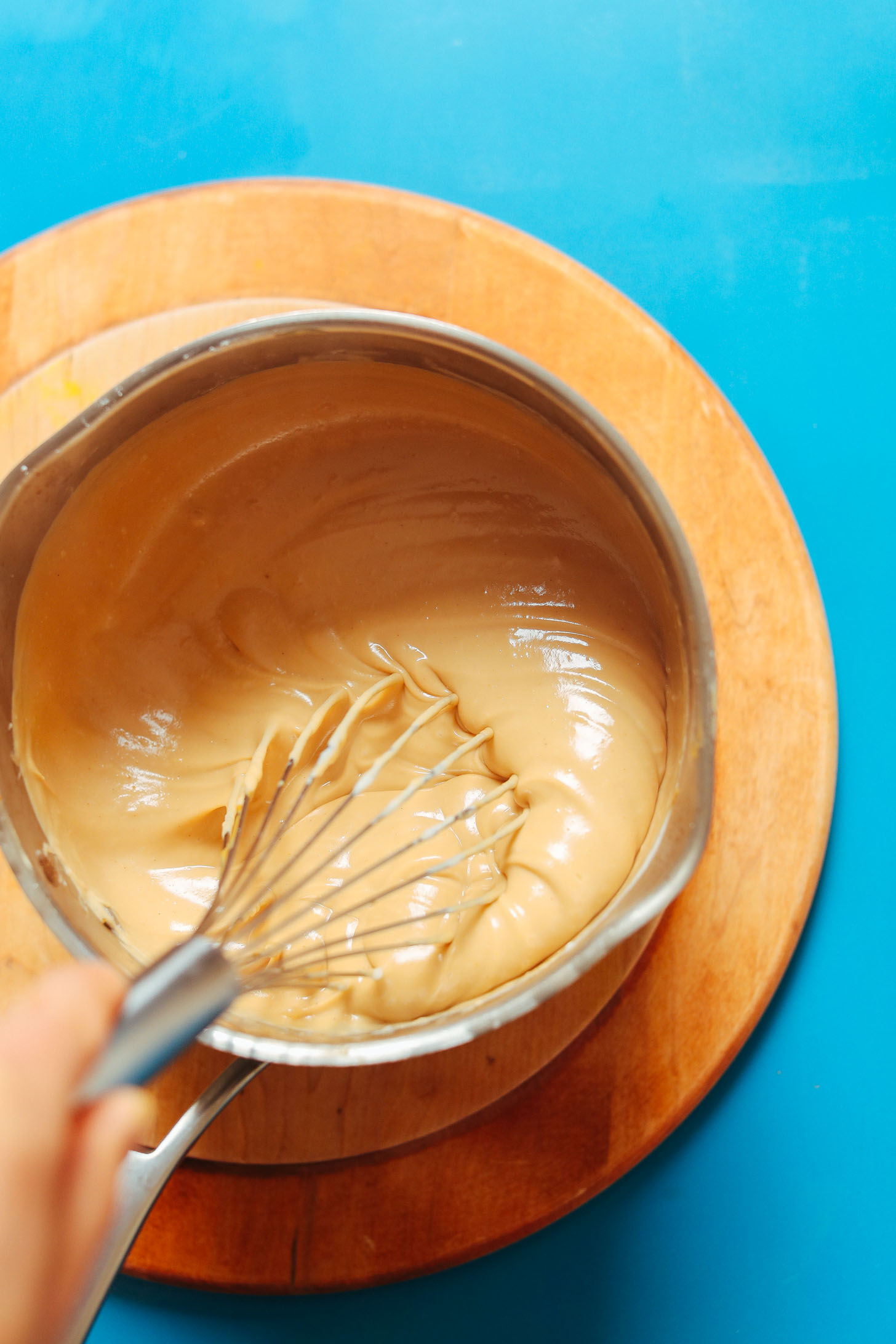 Whisking together our thick and creamy Vegan Peanut Butter Pudding