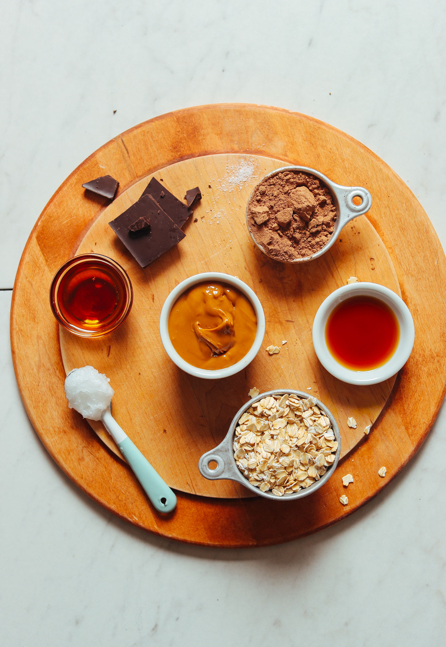 9 simple ingredients for making Vegan Peanut Butter No Bake Cookies