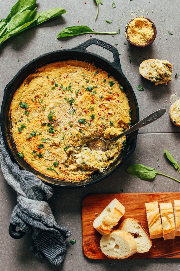 Cheesy Vegan Spinach and Artichoke Dip  Minimalist Baker 