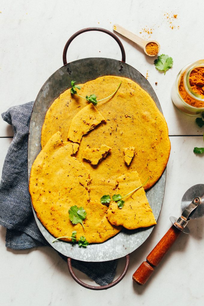 Fluffy Curried Socca (Chickpea Bread)