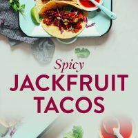 Platter and plate of our easy gluten-free vegan Jackfruit Tacos