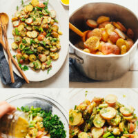 Photos of the process of making our simple French-style potato salad recipe