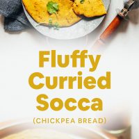 Tray and platter of our delicious vegan Fluffy Curried Socca