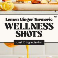 Cutting boards with lemon ginger turmeric wellness shots made with just 5 ingredients