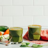 Geometric glasses of our Warming Winter Green Smoothie