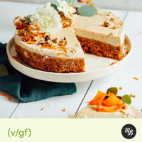 Plate of Raw Carrot Cake with Vegan Cream Cheese Frosting