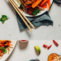 Plates of our delicious Easy Tofu Pad Thai for a simple vegan dinner