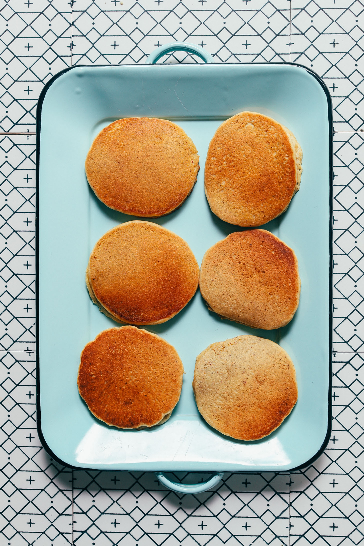 Tray of perfectly browned Grain-Free Pancakes