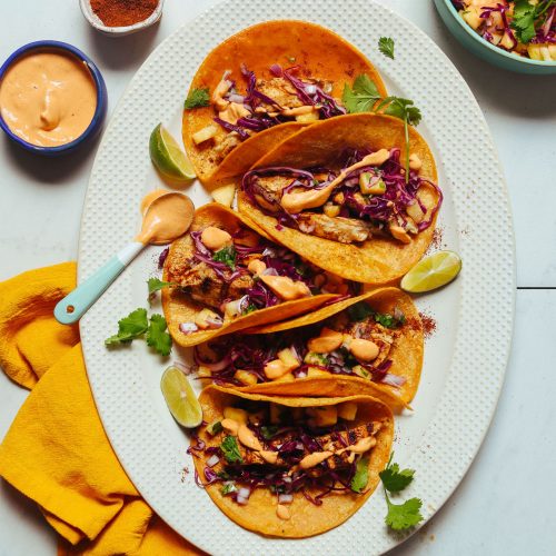 Grilled Fish Tacos With Pineapple Cabbage Slaw 30 Minutes Minimalist Baker Recipes