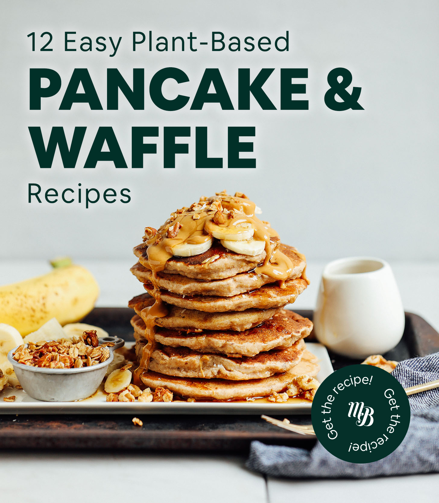 Tray of pancakes for our Easy Plant-Based Pancake and Waffles round up