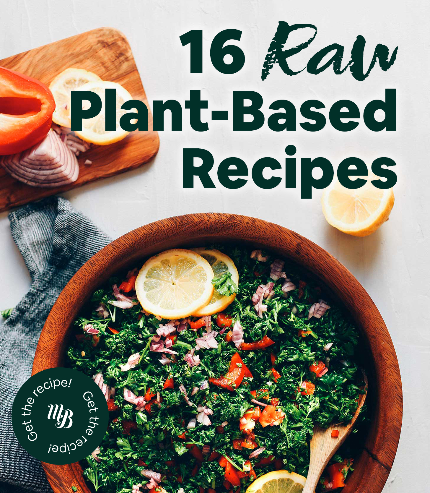 Bowl of Grain-Free Tabbouleh for our roundup with 16 Raw Plant-Based Recipes