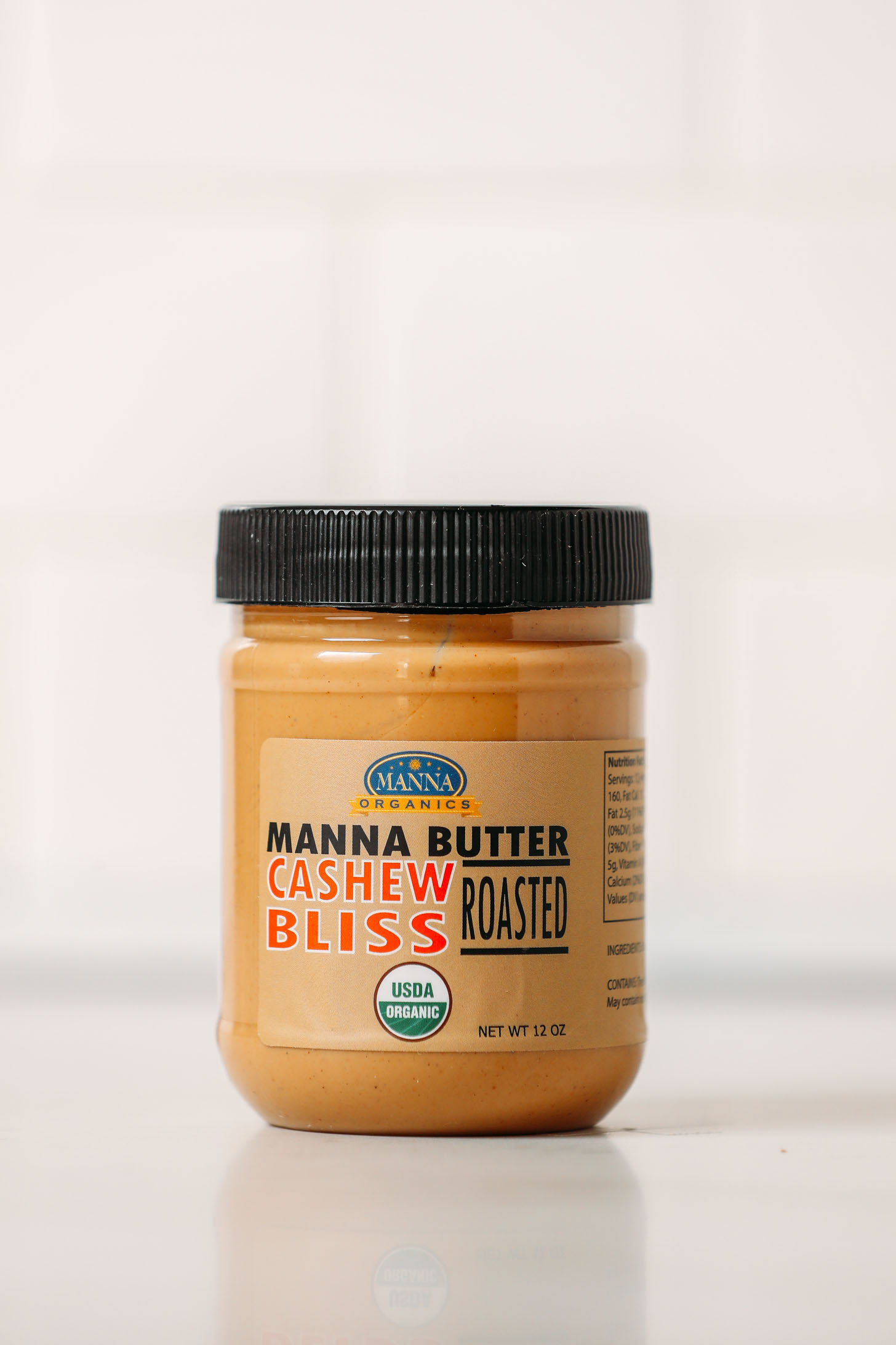Jar of Manna Organics Cashew Bliss Butter for our unbiased cashew butters review