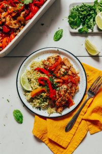 Herb Baked Fish with Rainbow Bell Peppers - Minimalist Baker Recipes