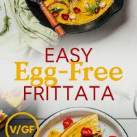 Skillet and plate of our Easy Vegan Frittata recipe
