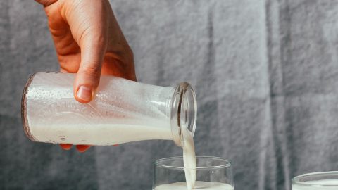 Pouring our Creamy Oat Milk that froths into a glass