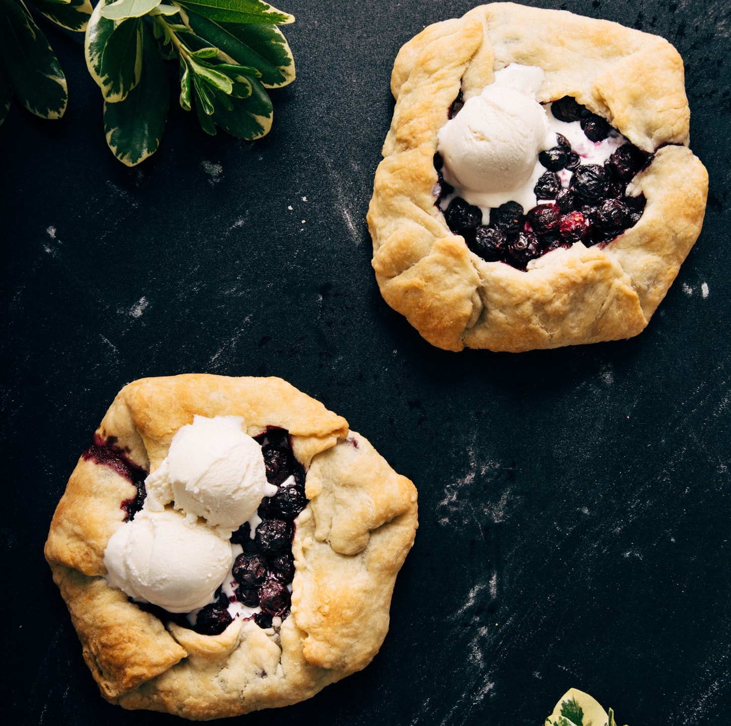 Two Mini Blueberry Galettes for a simple vegan dessert that looks fancy
