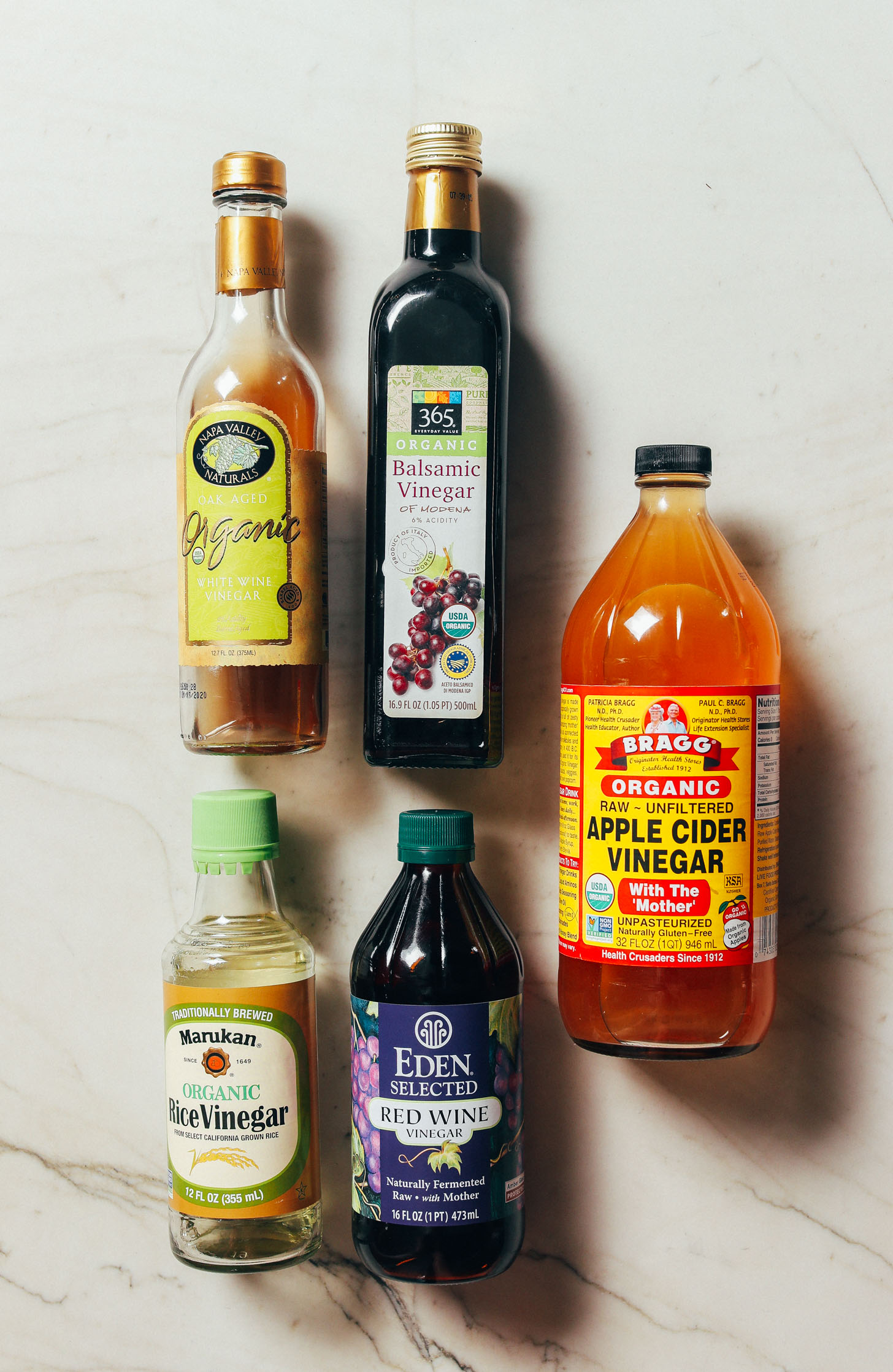 Assortment of vinegars for our Guide to How to Stock Your Pantry