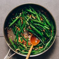 Pan of Garlicky Green Beans with Almonds