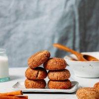 Small plate piled with Gluten-Free Vegan Snickerdoodle Cookies