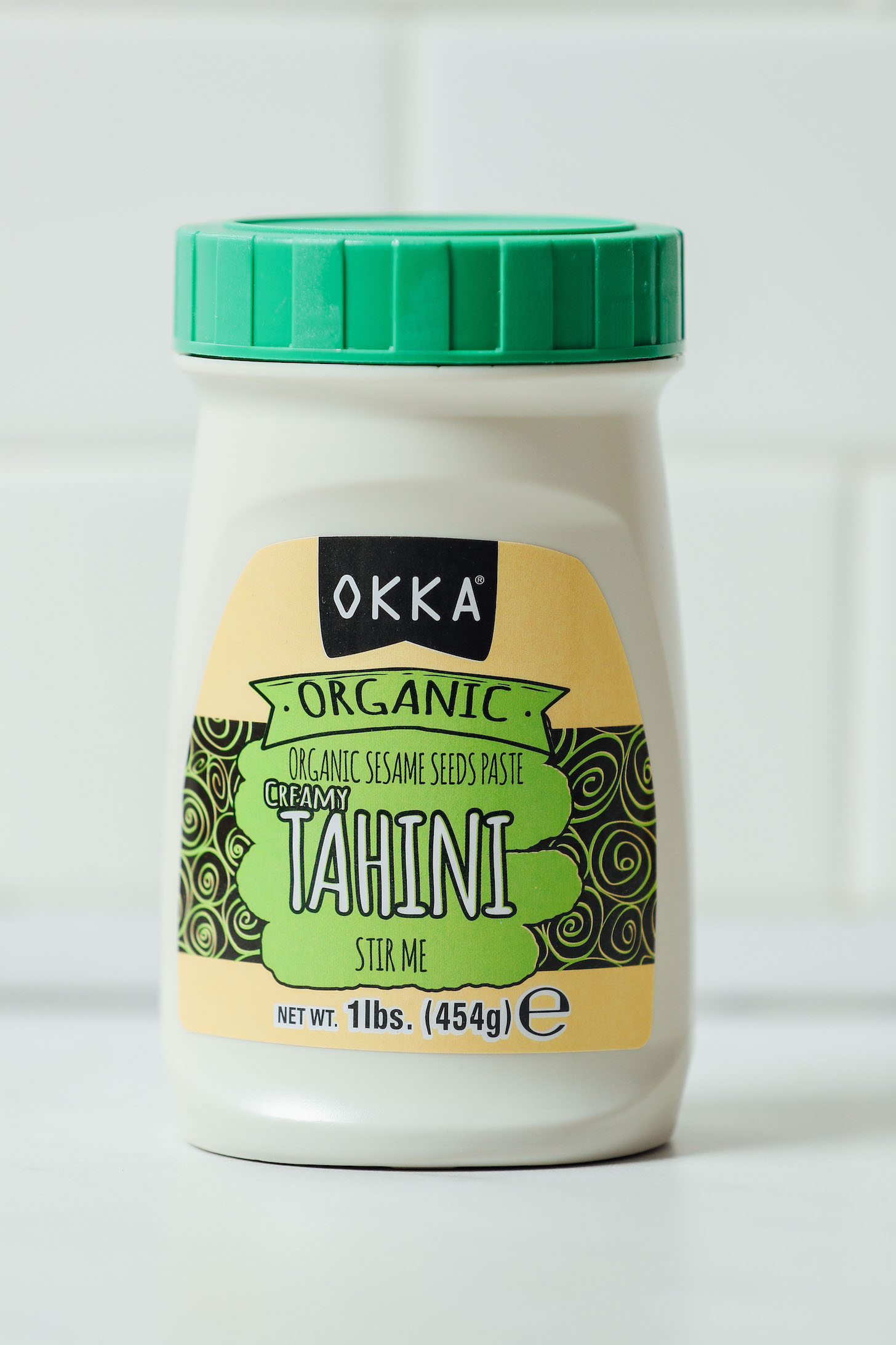 Jar of Okka Organic Tahini for our review of the Best Brands of Tahini