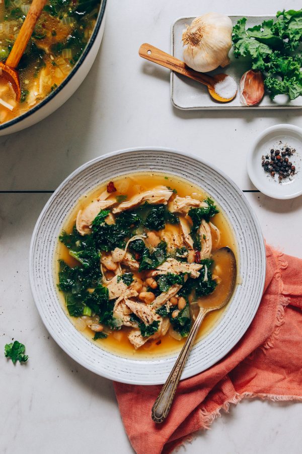 1-Pot Chicken Soup with White Beans & Kale - Minimalist Baker Recipes