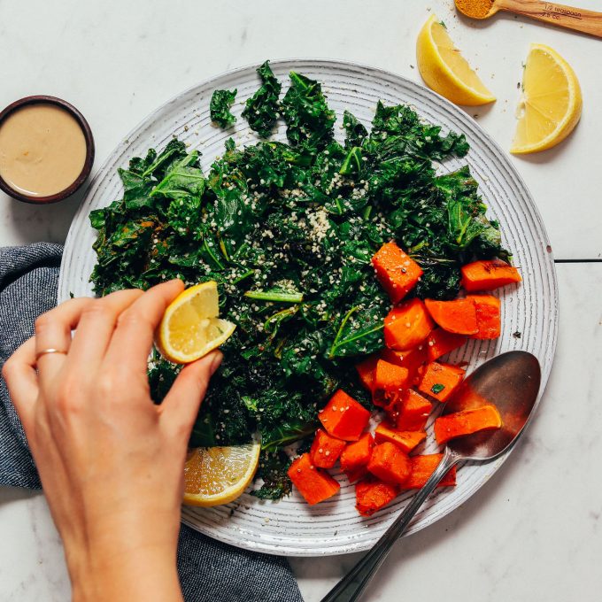 Sautéed Kale with Lemon, Tahini & Hemp Seeds - Minimalist Baker