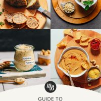 Photos of four types of homemade vegan cheeses