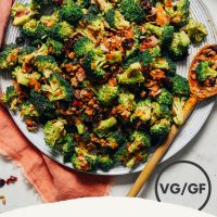 Plate of our Creamy Vegan Broccoli Salad recipe