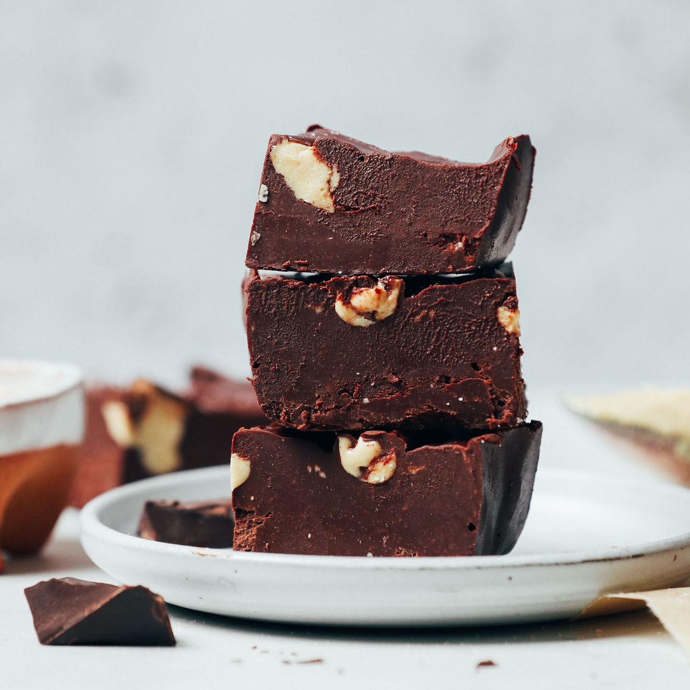 Slices of Dairy-Free Chocolate Freezer Fudge on a small plate