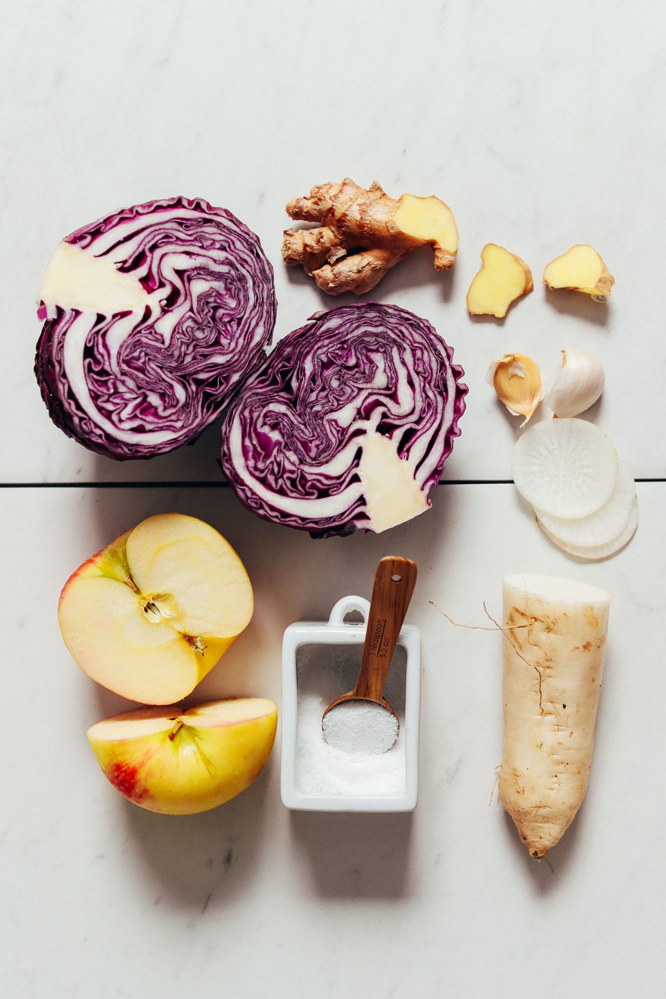 Gingery Apple Cabbage Sauerkraut - Minimalist Baker Recipes