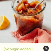 Spoon in a jar of our No Sugar Added Applesauce recipe