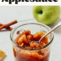 Glass jar of homemade sugar free applesauce