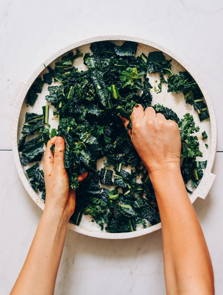 Cheesy Roasted Broccoli Chickpea Kale Salad - Minimalist Baker Recipes