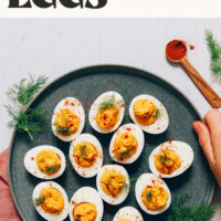 Plate of our mayo-free deviled eggs that are ready in just 30 minutes