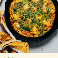 Cast iron skillet of our Spring Frittata recipe